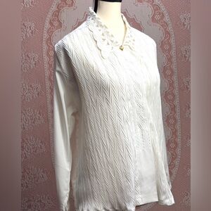 Vintage Swany Ivory Lace Collar Blouse – Sz 13